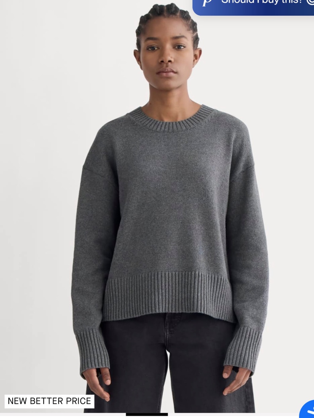 Everlane Boxy Sweater in Everyday Cotton- Charcoal Gray